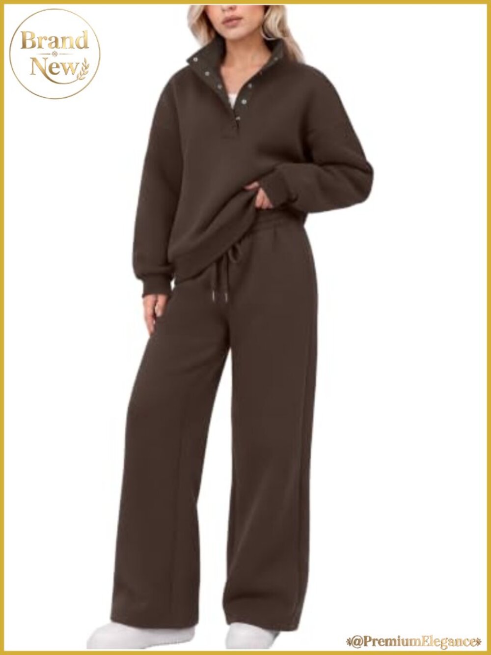 Women 2 Piece Sweatsuit Set Cotton Polyester Fleece Lined Wide Leg Lounge